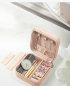 Compact Leather Jewellery Box – Travel Organizer Case with Premium Box Packing