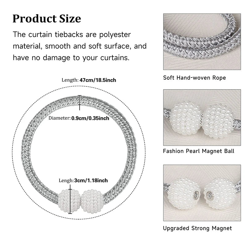 Pearl Magnetic Curtain Clip Curtain Holders Tieback Buckle Clips Hanging Ball ( Pack of 2)