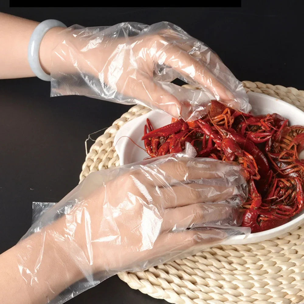 Pack of 2 Disposable Plastic Gloves (100 Pcs) – Hygienic Food Handling & Cleaning Gloves
