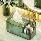 2 in 1 Acrylic Tissue Box Holder – Multifunctional Cosmetic & Tissue Organizer for Vanity & Bathroom