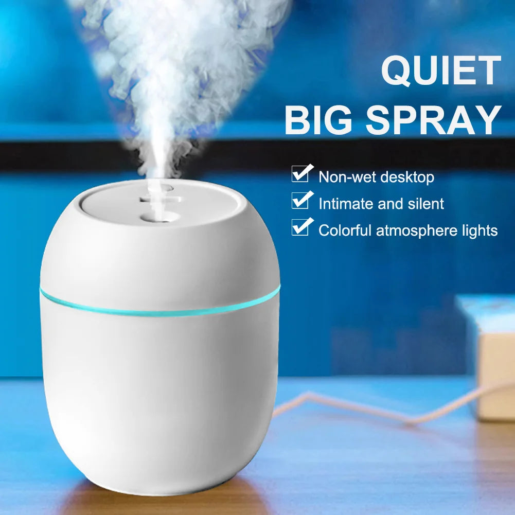 USB Humidifier Air Freshener – Quiet Mist Diffuser with LED Lights | Portable Room Moisturizer