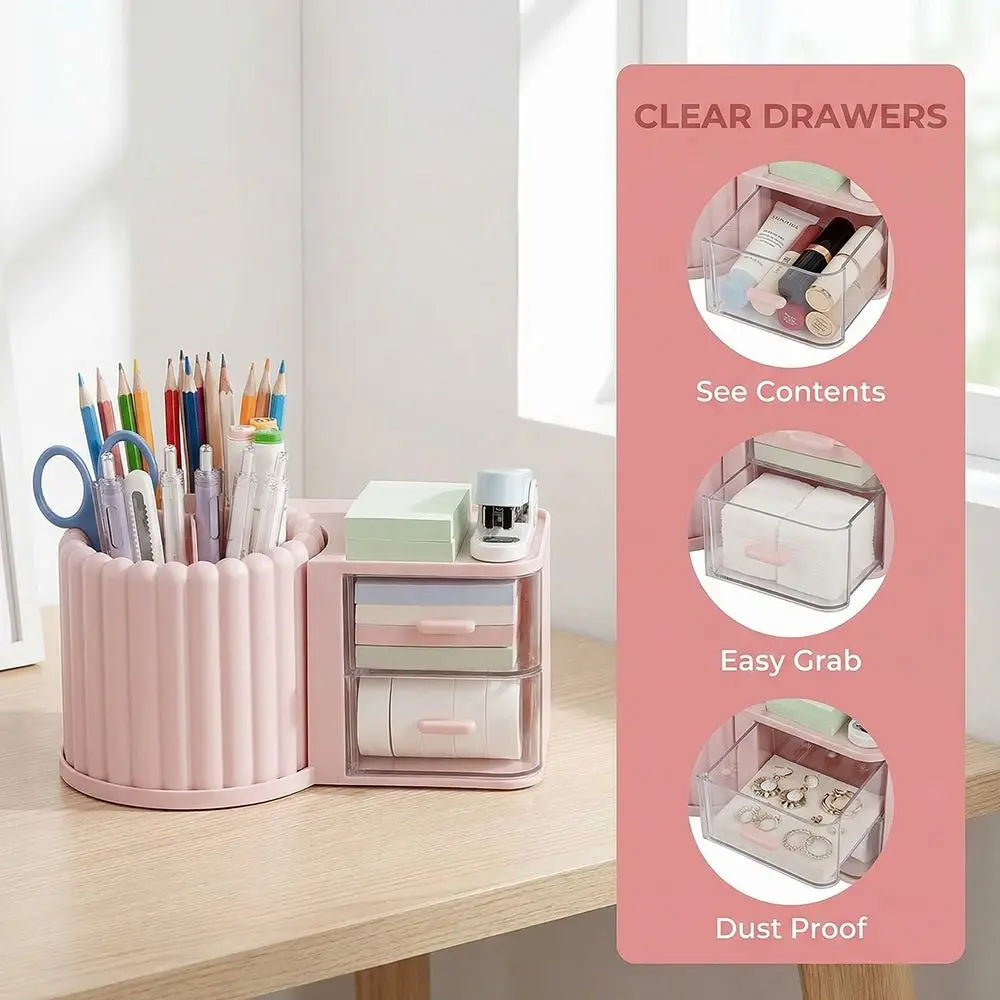 Multipurpose Drawer Cosmetic Storage Box – Pen Holder & Makeup Organizer with Drawers