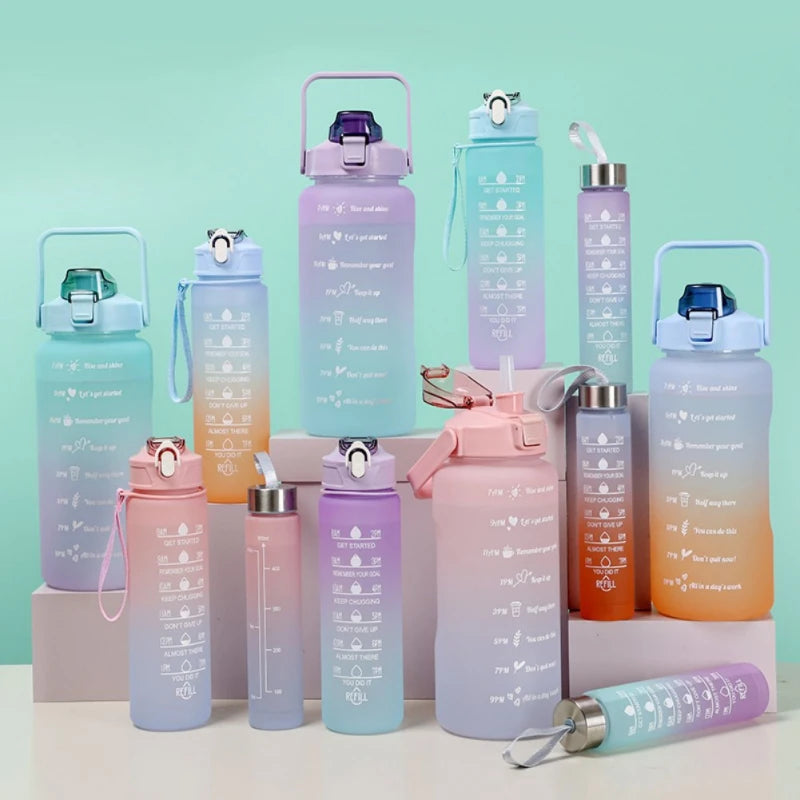 3PCS Water Bottle Set – Motivational Gradient Bottles
