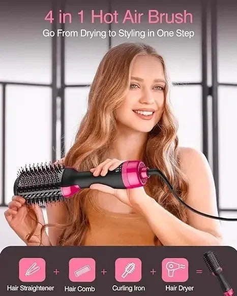 3-in-1 One Step Hot Air Straightener Brush for Hair Dryer and Styler