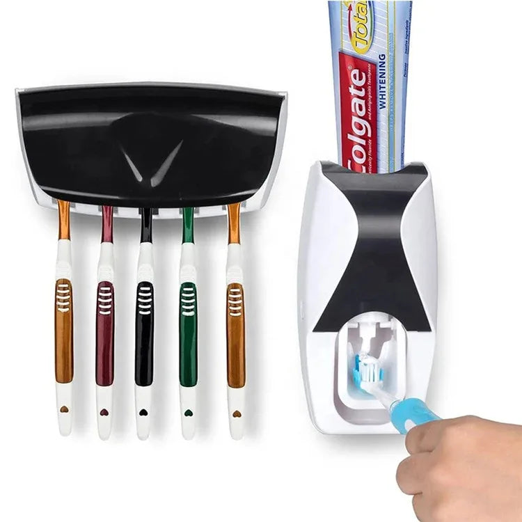 Automatic Toothpaste Dispenser With Toothbrush Holder Organizer Set