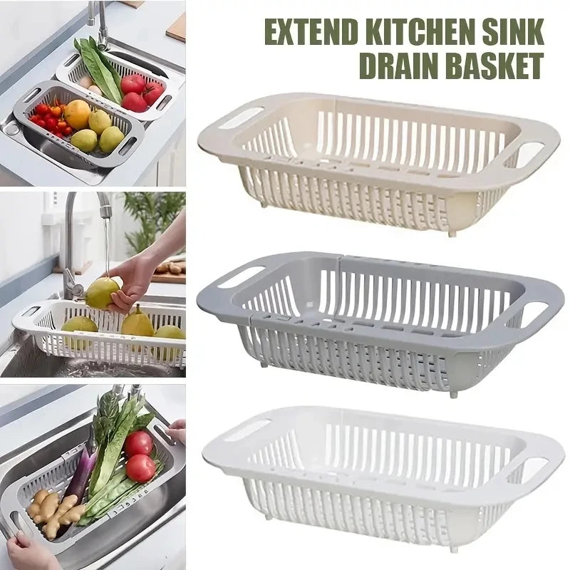 Adjustable Vegetable Drain Rectangular Plastic Basket