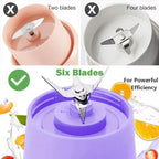 USB Rechargeable Juicer 6 Blades Electric Blender Portable Mixer