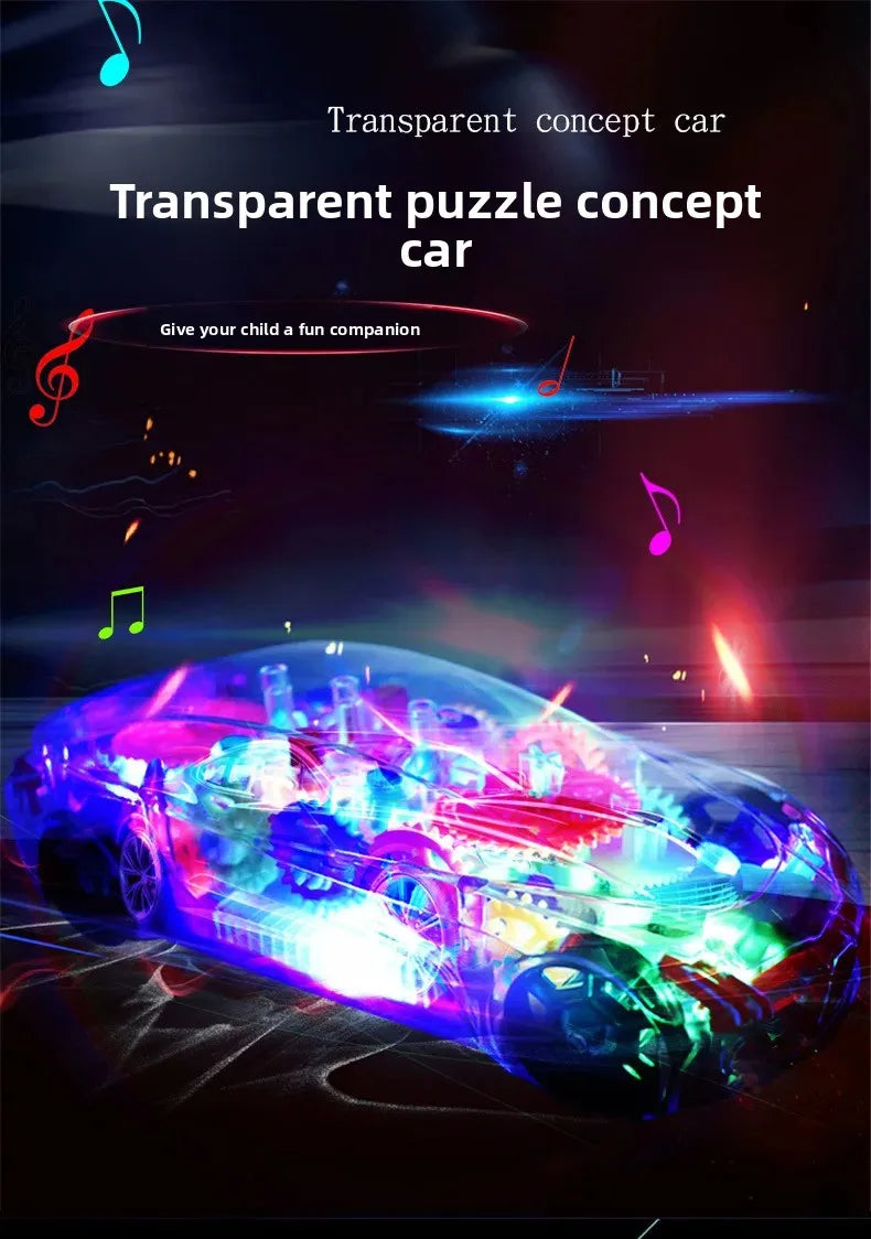 Transparent Police Concept Car Toy for Kids – Light & Gear Motion Puzzle Car