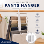 Foldable Metal Pant Hanger (Pack of 2) – Multi Layer Space Saving Closet Organizer