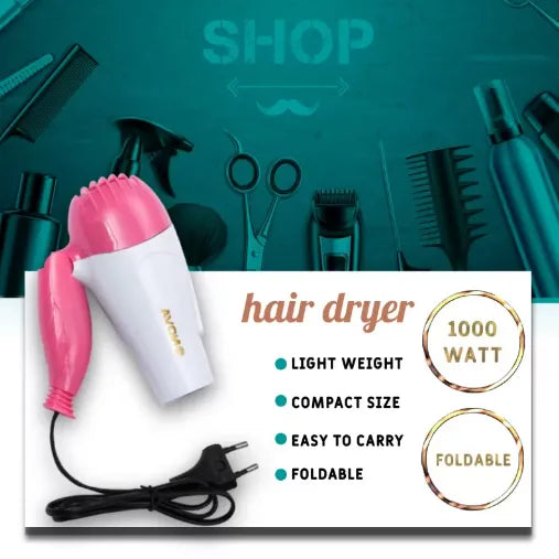 Nova Foldable Hair Dryer – Portable Travel Hair Dryer for Fast Drying (Hot & Cold Air)