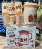 Summer Jug Set with Glasses (7pcs) – Water & Juice Serving Set | Stylish Plastic Pitcher Set