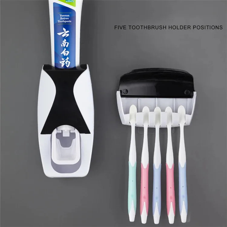 Automatic Toothpaste Dispenser With Toothbrush Holder Organizer Set