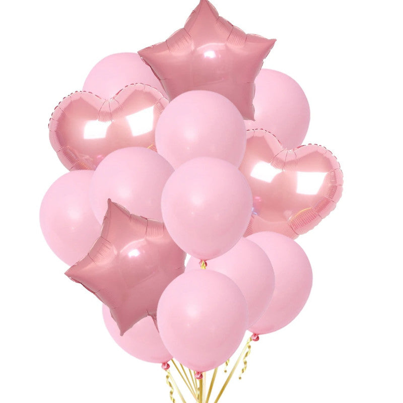 14 Pcs Confetti Decorative Party Balloons Set (Star - Heart)