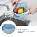 Double Layer Fruit Vegetable Washing Bowl Household Kitchen Sink Rotatable Drainer for Home and Kitchen