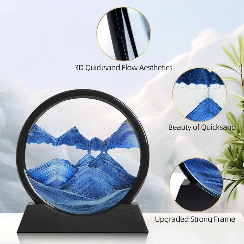 3D Moving Sand Art Hourglass – Deep Sea Quicksand Round Glass Decor