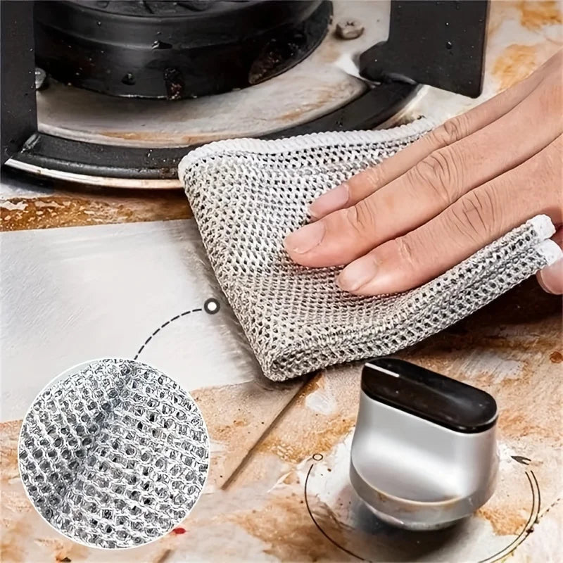 Wire Cleaning Cloth (Pack of 10) – Heavy Duty Metal Scrubber Pads | Non-Scratch Kitchen Cleaning Cloth