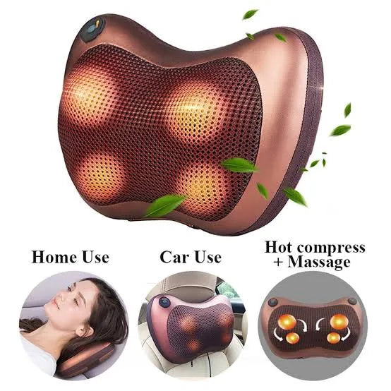 Shiatsu Car Pillow Massager – Electric Neck & Back Massager with Heat | Relaxation Cushion