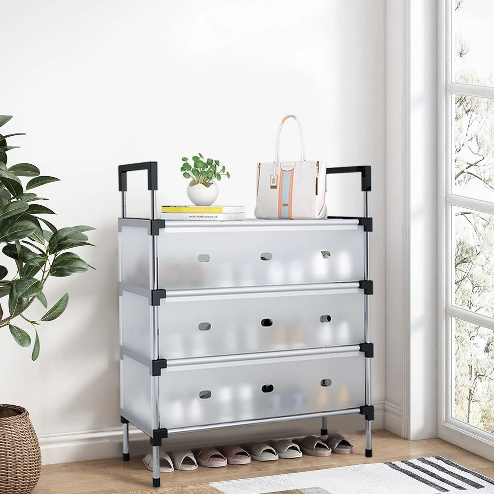 5 Layer Shoe Storage Rack with Dustproof Cover & Handles