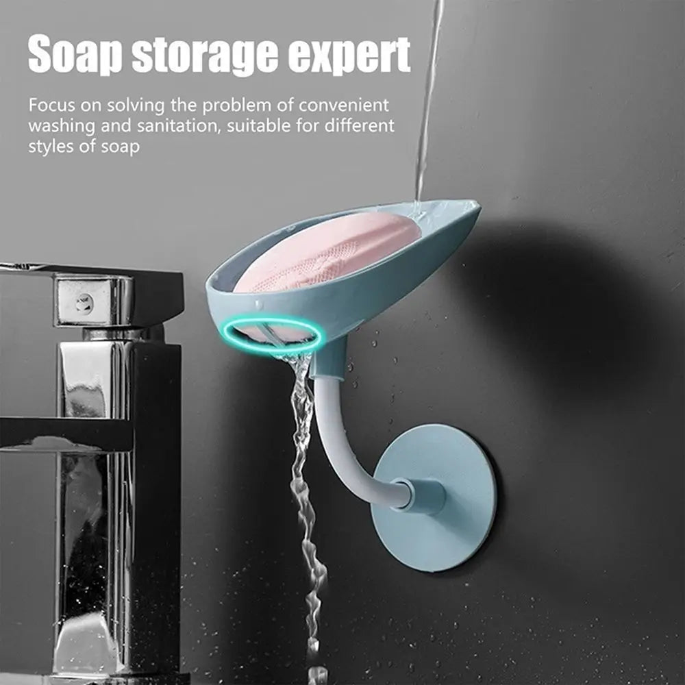 Pack of 2 360° Rotating Soap Holder with Drain – Wall Mounted Self Draining Soap Dish
