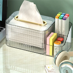 2 in 1 Acrylic Tissue Box Holder – Multifunctional Cosmetic & Tissue Organizer for Vanity & Bathroom