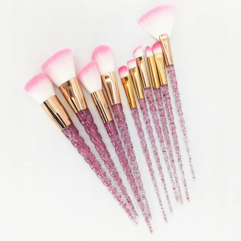 Glitter Pagoda 7pcs Makeup Brush Set – Crystal Handle Cosmetic Brushes Kit