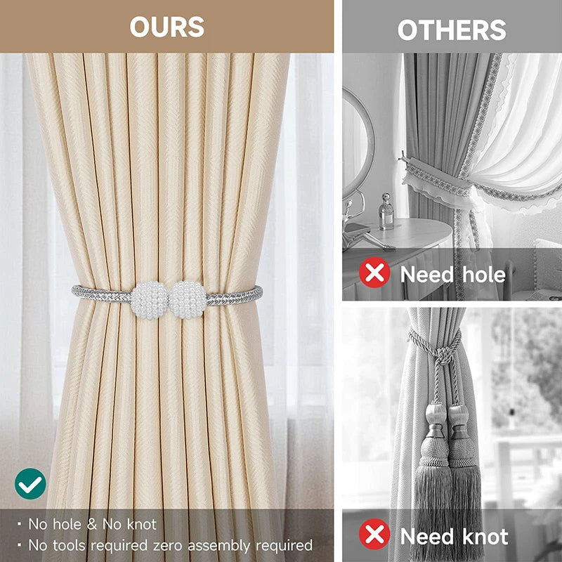 Pearl Magnetic Curtain Clip Curtain Holders Tieback Buckle Clips Hanging Ball ( Pack of 2)