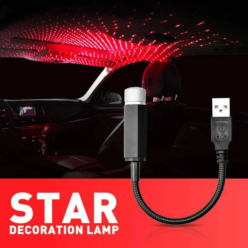 Car USB LED Star Light Projector – Interior Ambient Galaxy Light for Car