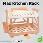 Max Kitchen Plate Stand – 2 Tier Dish Drying Rack with Drain Tray | BPA-Free Kitchen Organizer