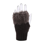 Winter Women Gloves – Soft Wool Knit Fingerless Gloves with Fur | Warm & Stylish Hand Warmers
