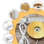 3D Galaxy Crystal Ball Lamp – LED Night Light | Solar System Glass Lamp with Wooden Base