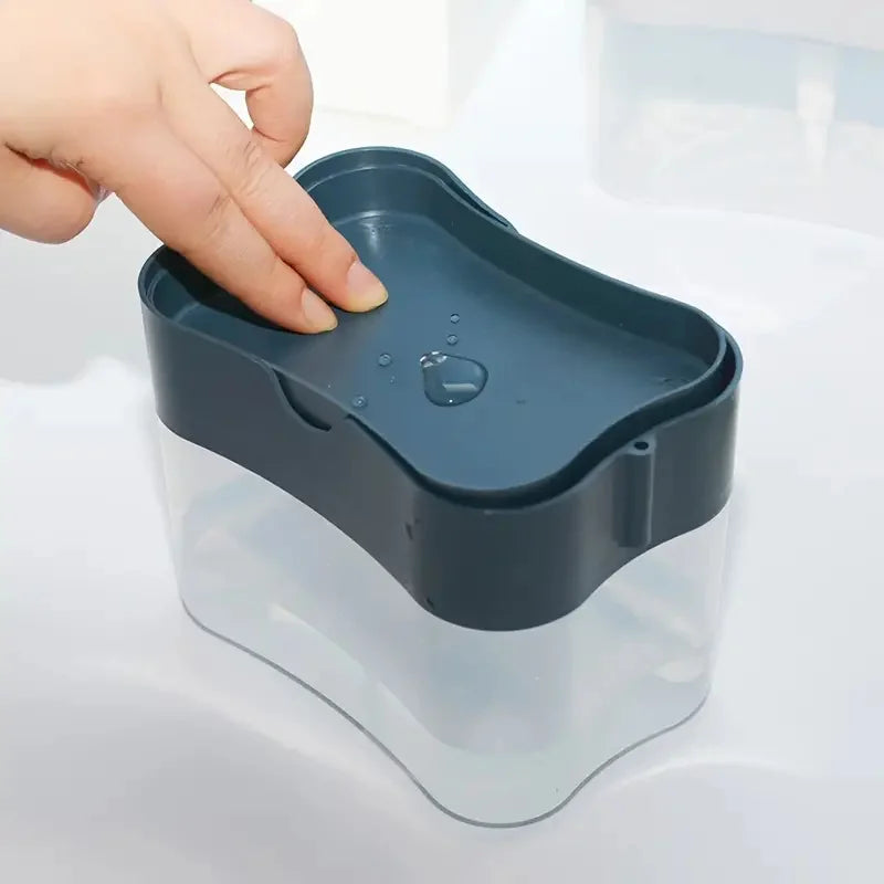 2-in-1 Soap Pump Dispenser with Sponge Holder – Press Type Liquid Soap Box