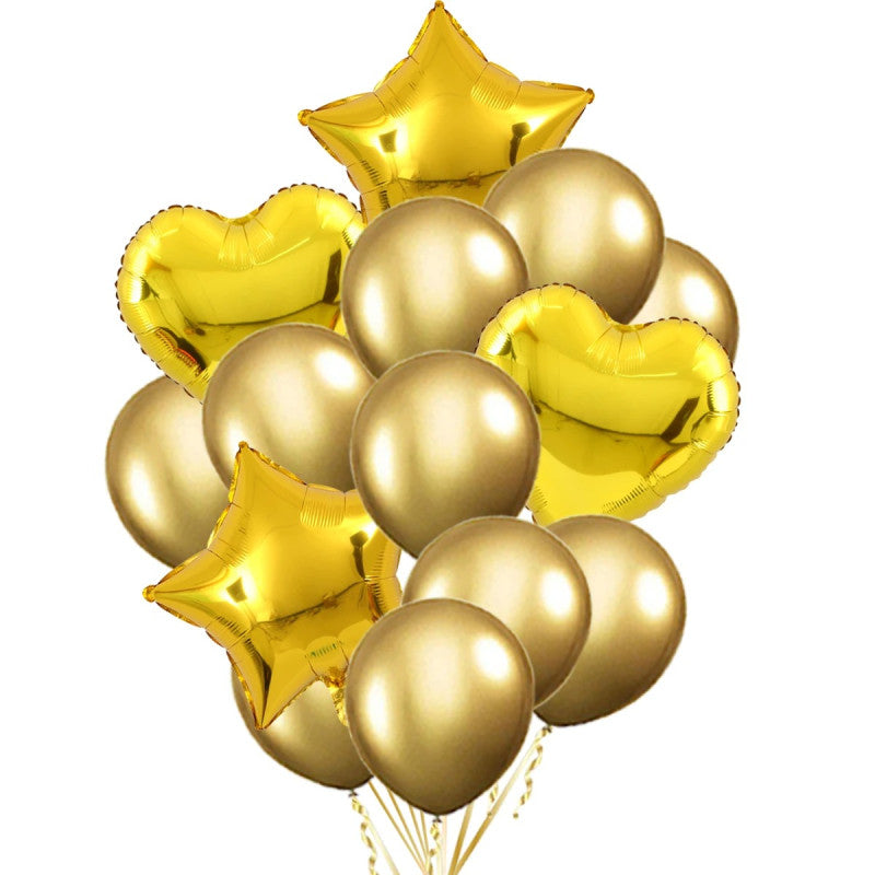 14 Pcs Confetti Decorative Party Balloons Set (Star - Heart)