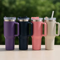 Simple Stainless Steel Tumbler – Large Capacity Insulated Coffee Cup with Handle