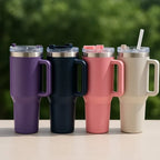 Simple Stainless Steel Tumbler – Large Capacity Insulated Coffee Cup with Handle