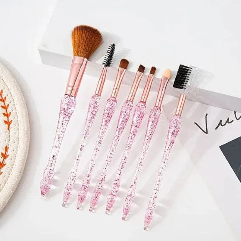 Glitter Pagoda 7pcs Makeup Brush Set – Crystal Handle Cosmetic Brushes Kit