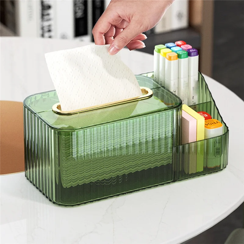 2 in 1 Acrylic Tissue Box Holder – Multifunctional Cosmetic & Tissue Organizer for Vanity & Bathroom