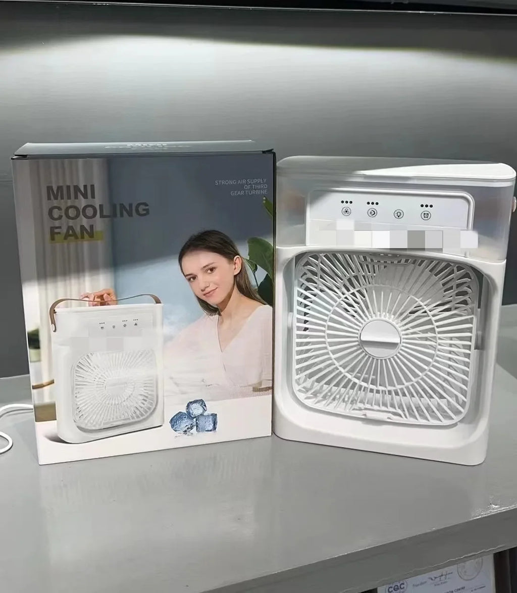 Mini Cooling Fan with Water Tank – Portable Air Cooler | Humidifier Fan with LED Light