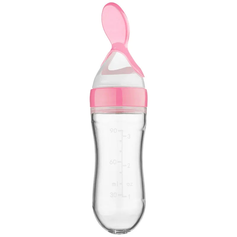 Baby Spoon Feeder - Silicone Baby Feeding Bottle With Spoon