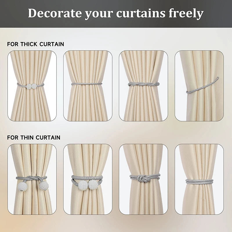 Pearl Magnetic Curtain Clip Curtain Holders Tieback Buckle Clips Hanging Ball ( Pack of 2)