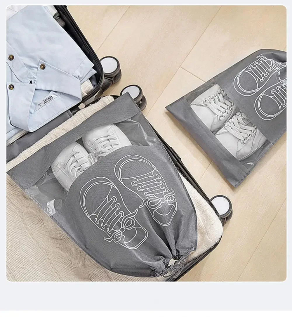 Pack of 3 Non-Printed Shoes Storage Bag – Travel Drawstring Shoe Organizer (Dustproof)