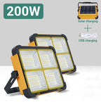 200W Solar LED Flood Light – Rechargeable Dimmable Outdoor Light with USB & Solar Charging (IP66 Waterproof)