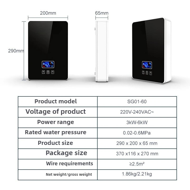 Instant Tankless Electric Water Heater – LCD Display | Energy Saving Instant Geyser for Home