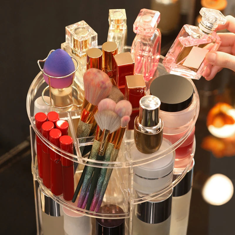 Diamond Cut Makeup Organizer (10 Inch) – 360° Rotating Cosmetic Storage Box