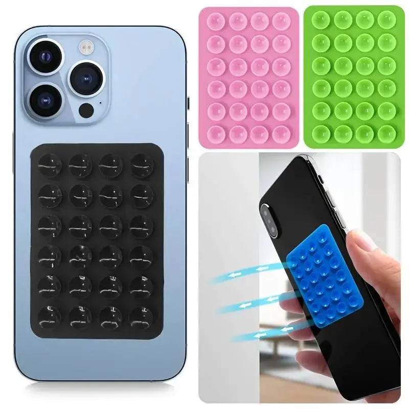 Pack of 3 Silicone Mobile Suction Pad – Strong Grip Anti-Slip Phone Holder (Reusable Stick Pad)