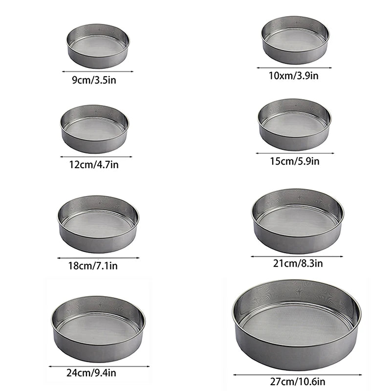 6 Pcs Fine Mesh Flour Sifter Set – Stainless Steel Baking Sieves
