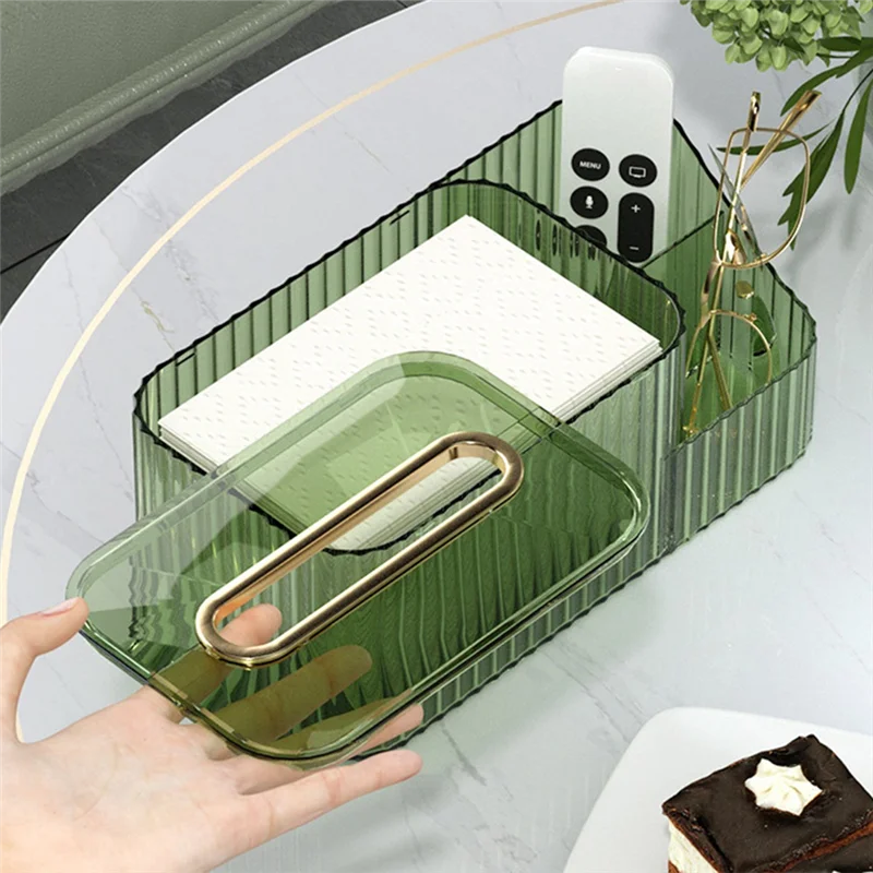 2 in 1 Acrylic Tissue Box Holder – Multifunctional Cosmetic & Tissue Organizer for Vanity & Bathroom