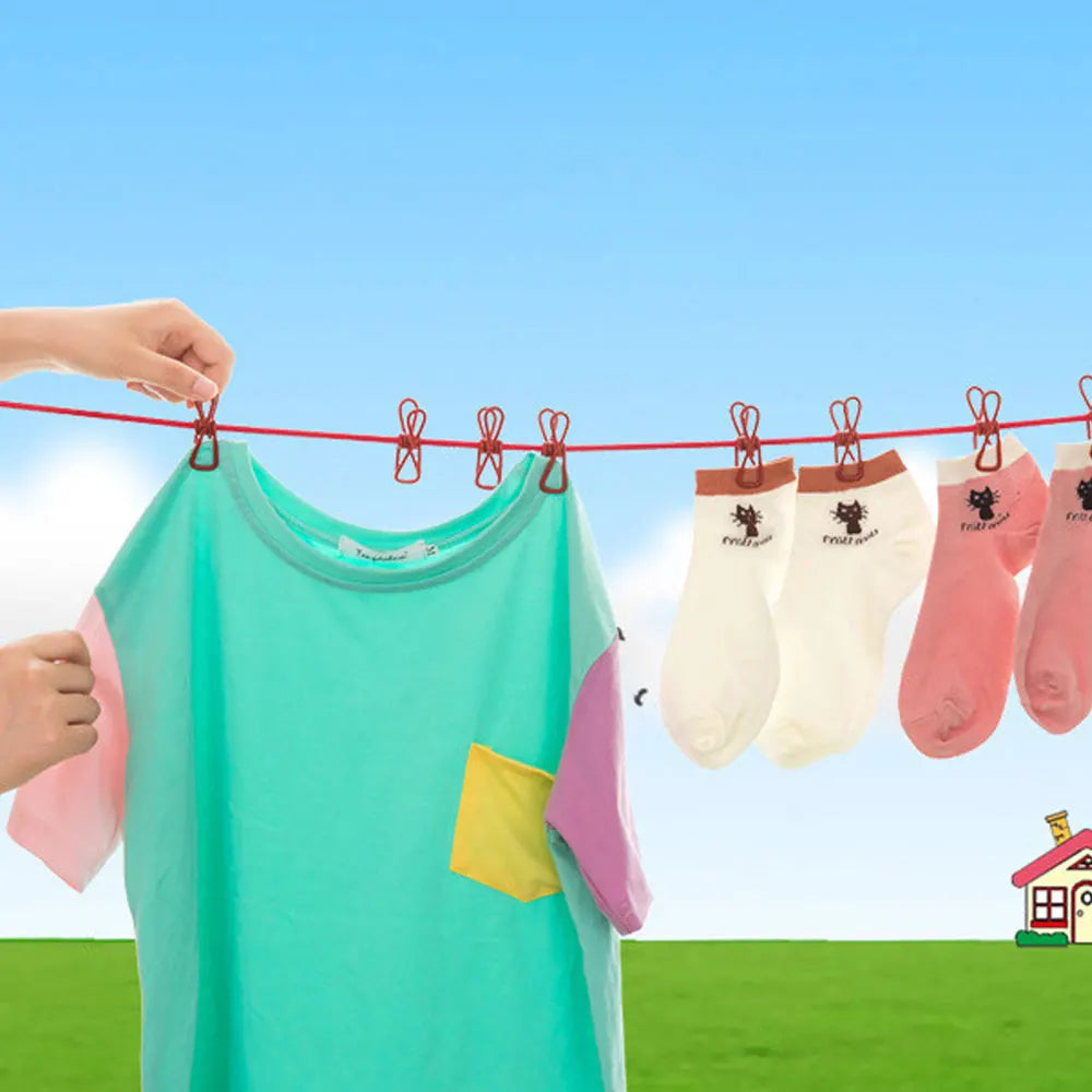 Portable Clothesline 185CM with 12pcs Clips for Home