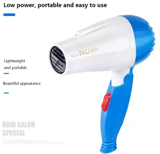 Nova Foldable Hair Dryer – Portable Travel Hair Dryer for Fast Drying (Hot & Cold Air)