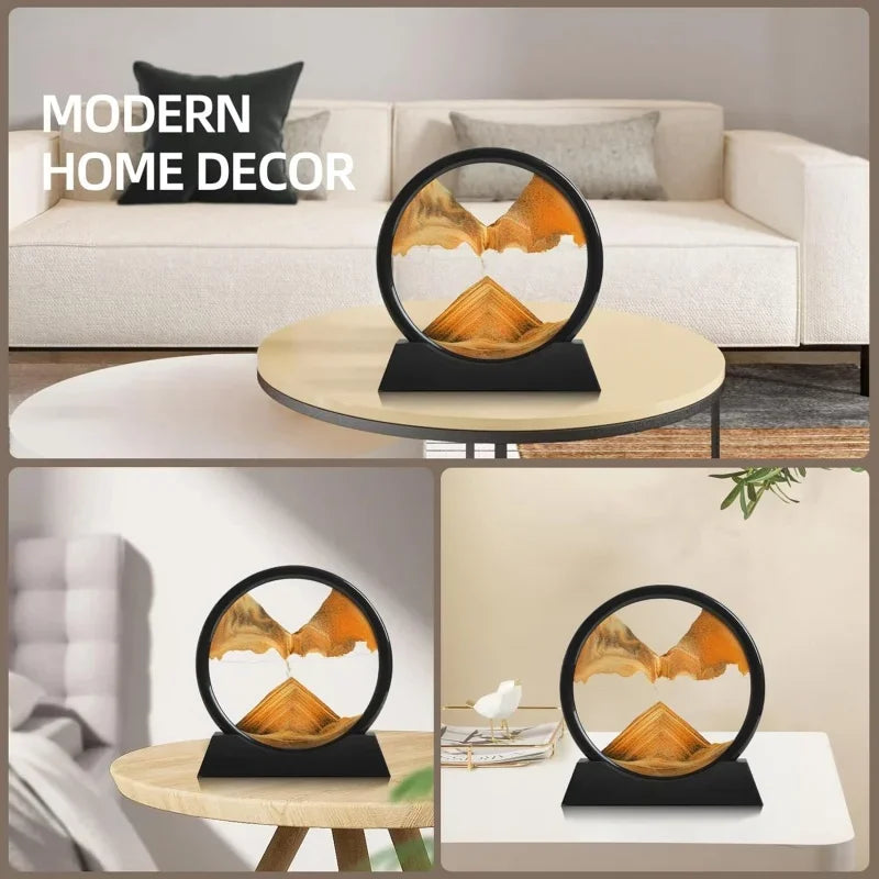3D Moving Sand Art Hourglass – Deep Sea Quicksand Round Glass Decor