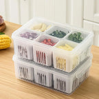 6 Grid Fridge Storage Box – Multi Compartment Organizer | Freezer Safe Kitchen Storage Box